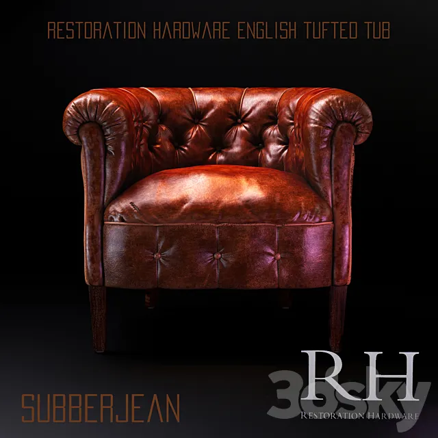 Restoration Hardware English Tufted TUB 3DS Max Model