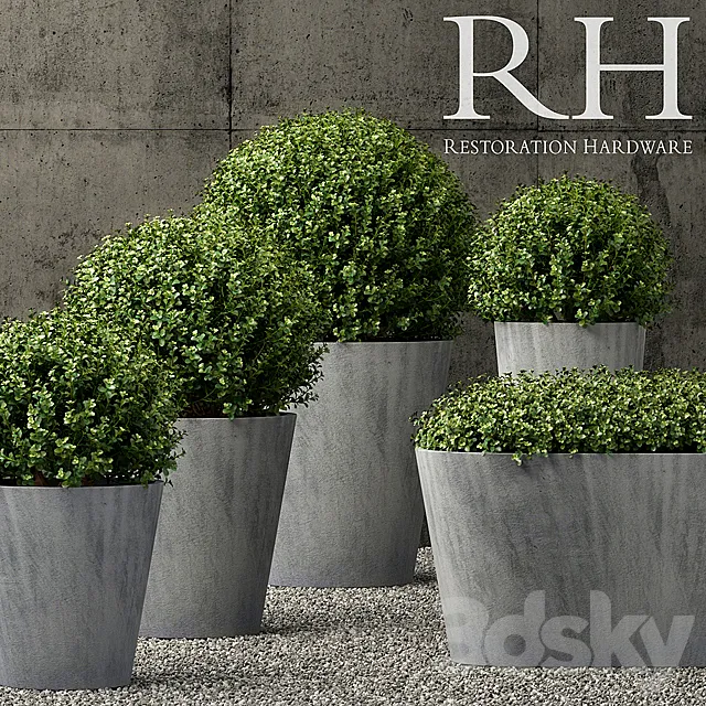 Restoration Hardware estate zinc round planters 3ds Max