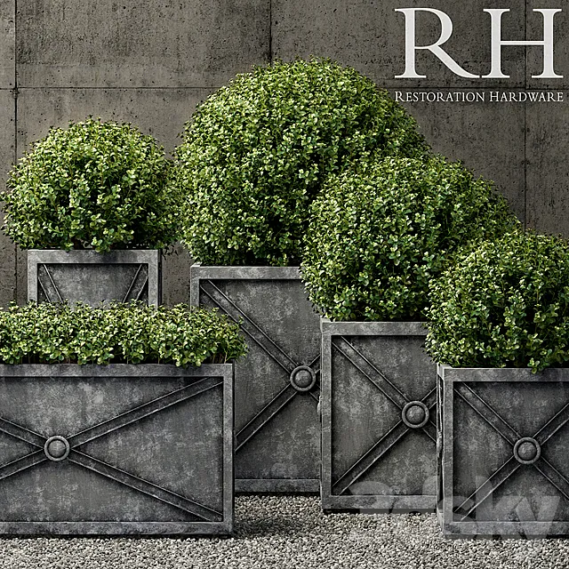 Restoration Hardware estate zinc x planters weathered zinc 3ds Max