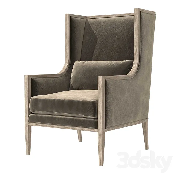 Restoration Hardware FRENCH CONTEMPORARY SLOPE ARM WINGBACK CHAIR 3DS Max