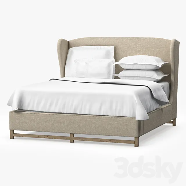 Restoration Hardware FRENCH WING UPHOLSTERED BED WITHOUT FOOTBOARD 3DSMax File