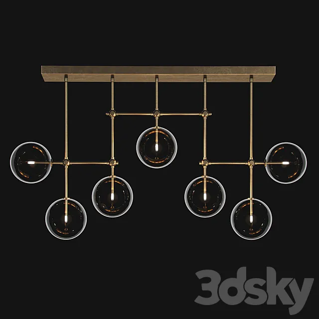 RESTORATION HARDWARE GLASS GLOBE LINEAR CHANDELIER 60 3ds Max