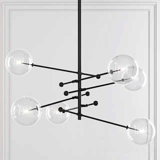Restoration Hardware Glass Globe Mobile 6 ARM CHANDELIER 55 3DS Max Model