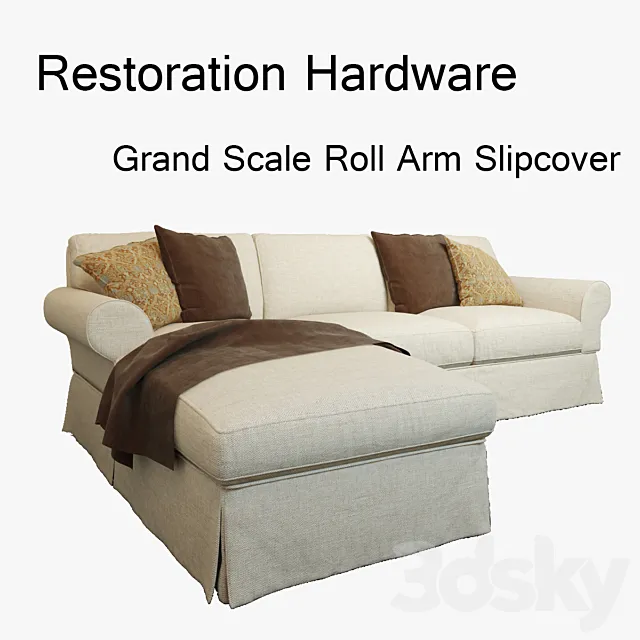 Restoration Hardware grand scale roll arm slipcover 3DSMax File