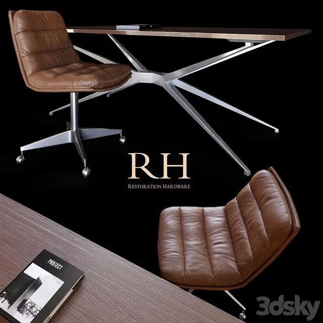 Restoration Hardware Griffith Chair & Amp Maslow desk 3dsMax Model