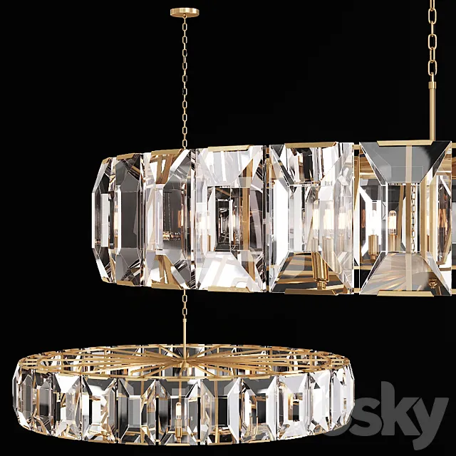 Restoration Hardware HARLOW CRYSTAL CHANDELIER 60 Brass 3ds Max