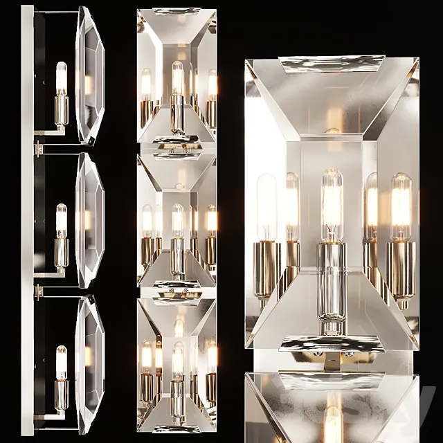 Restoration Hardware HARLOW CRYSTAL TRIPLE SCONCE Nickel 3ds Max