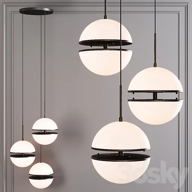 Restoration Hardware HEMISPHERE 3-LIGHT ROUND CHANDELIER Black 3ds Max