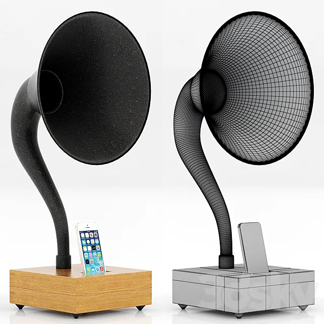 Restoration Hardware iPhone Gramophone Walnut 3DS Max Model