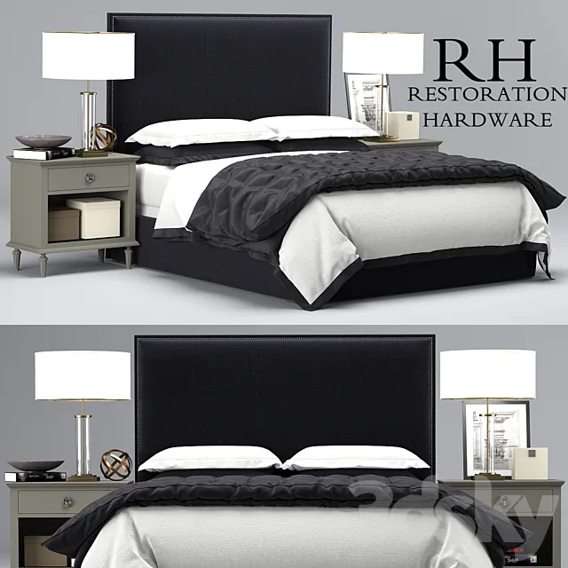 Restoration Hardware Lawson Non-Tufted bed 3DS Max Model