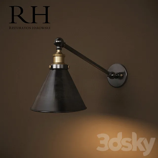 Restoration Hardware LIBRARY SCONCE SINGLE AGED STEEL 3ds Max