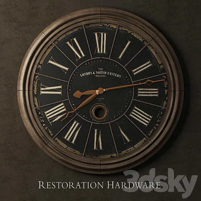 Restoration Hardware-London Rail Clock 3DS Max Model