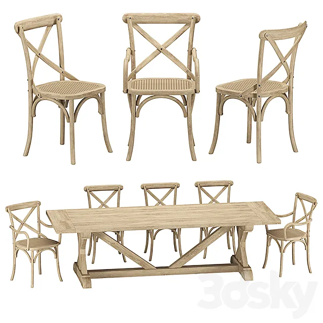Restoration Hardware – Madeleine Chairs with Salvaged Table 3DSMax File