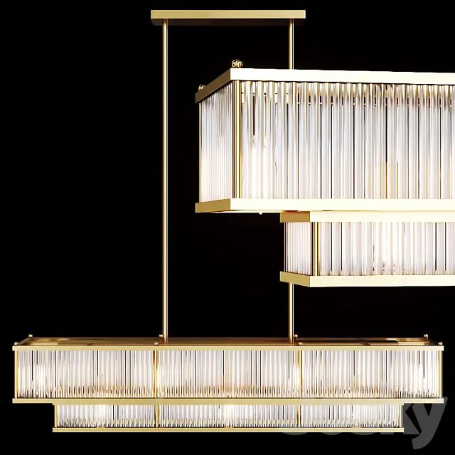 Restoration Hardware MARAIS LINEAR CHANDELIER 48 Brass 3ds Max