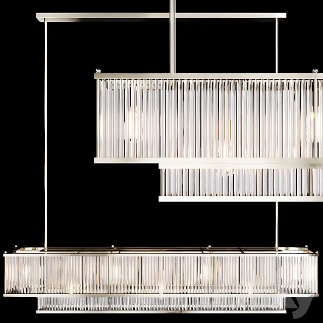 Restoration Hardware MARAIS LINEAR CHANDELIER 60 Nickel 3ds Max