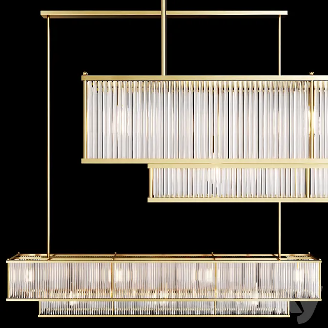 Restoration Hardware MARAIS LINEAR CHANDELIER 72 Brass 3DSMax File