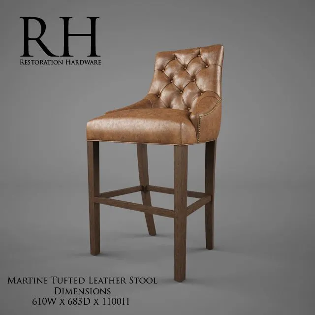 Restoration Hardware Martine Tufted Leather Stool 3dsMax Model