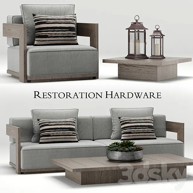 Restoration Hardware Milano teak sofa 3DSMax File