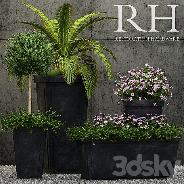 Restoration Hardware paneled sheet metal planters 3DS Max Model