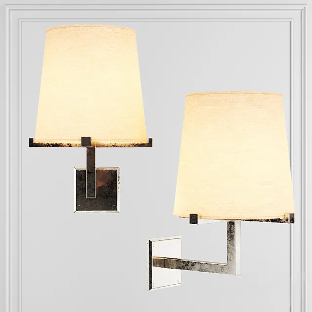 Restoration Hardware PAUILLAC GRAND SCONCE Fabric shade and Nickel 3ds Max