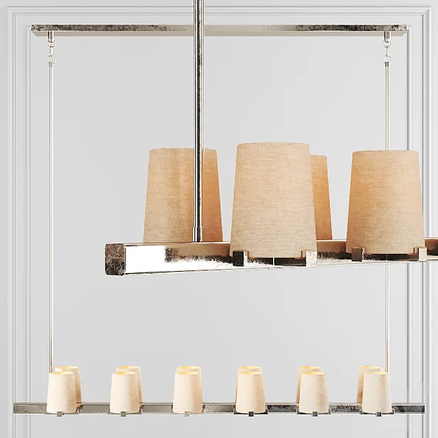 Restoration Hardware PAUILLAC LINEAR CHANDELIER 60 Fabric shade and Nickel 3ds Max