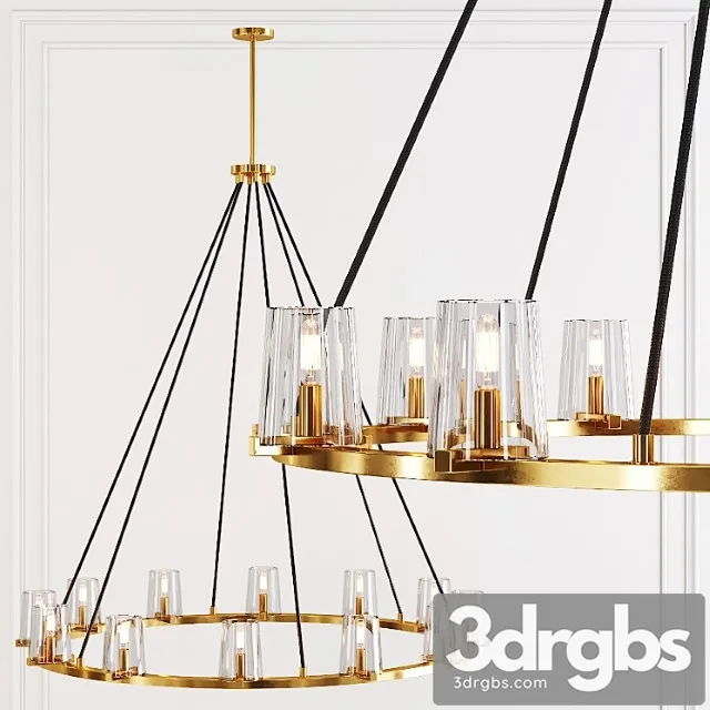 Restoration hardware pauillac round chandelier 48 glass shade and brass 3dsmax Download