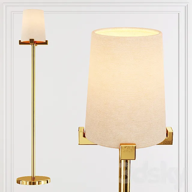 Restoration Hardware PAUILLAC TABLE LAMP Fabric shade and Brass 3DS Max Model