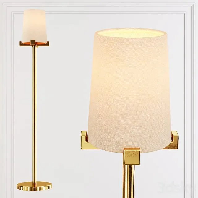 Restoration Hardware PAUILLAC TABLE LAMP Fabric shade and Brass 3dsMax Model