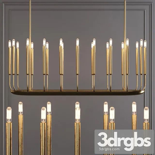 Restoration hardware quenouilles linear chandelier 50 brass 3dsmax Download