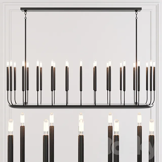 Restoration Hardware QUENOUILLES LINEAR CHANDELIER 61 Black 3ds Max