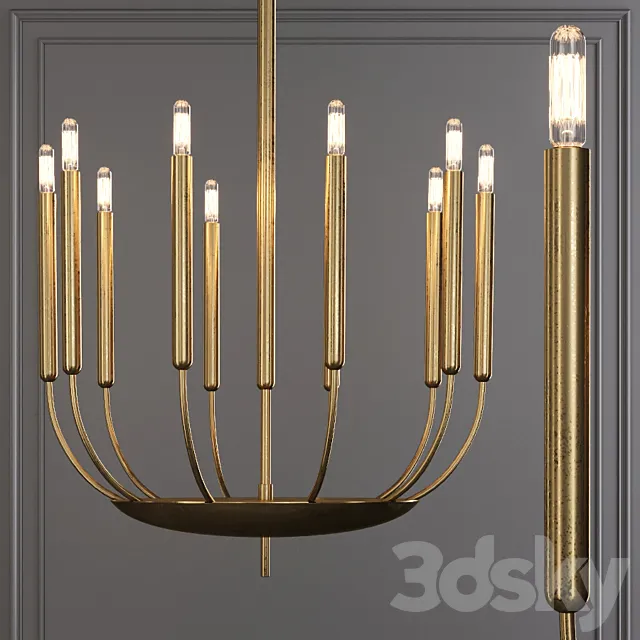 Restoration Hardware QUENOUILLES ROUND CHANDELIER 24 Brass 3DS Max Model