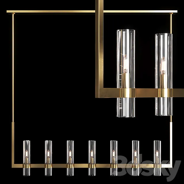 Restoration Hardware RAVELLE LINEAR CHANDELIER 59 Brass 3ds Max
