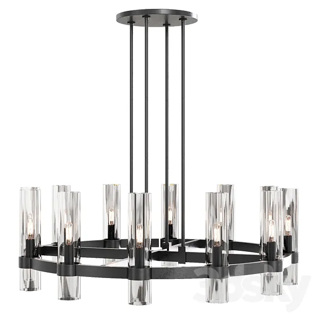Restoration Hardware RAVELLE ROUND CHANDELIER 36 Black 3DS Max Model