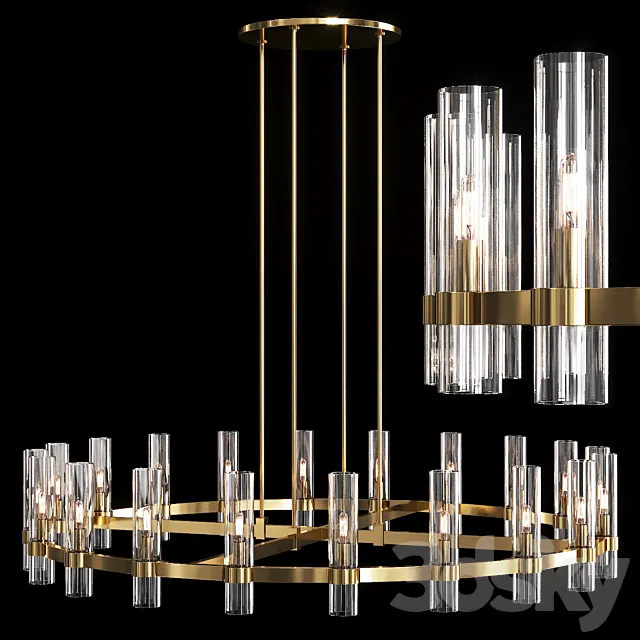 Restoration Hardware RAVELLE ROUND CHANDELIER 60 Brass 3ds Max
