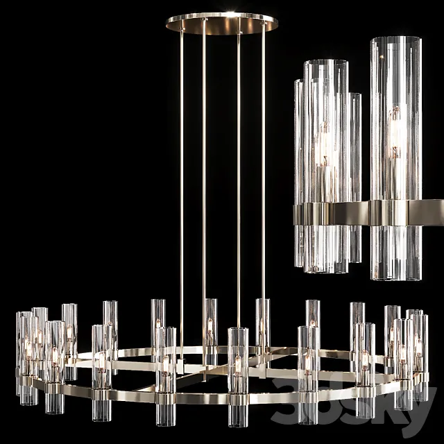 Restoration Hardware RAVELLE ROUND CHANDELIER 60 Nickel 3DS Max Model