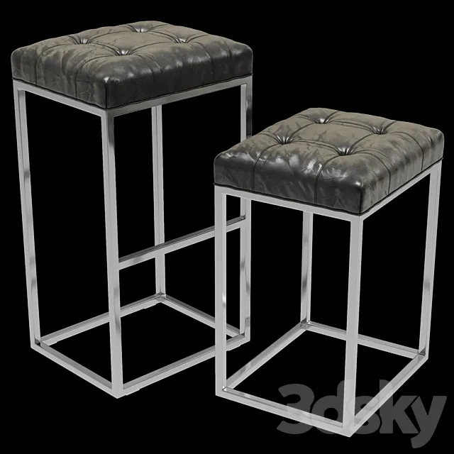 Restoration Hardware Reese Tufted Leather Stool 3DS Max Model