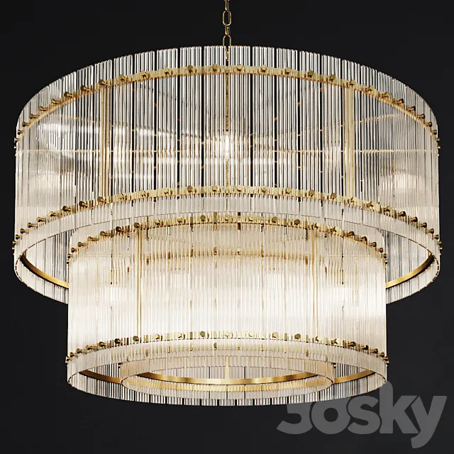 Restoration Hardware SAN MARCO 2-TIER ROUND CHANDELIER 48 Brass 3ds Max