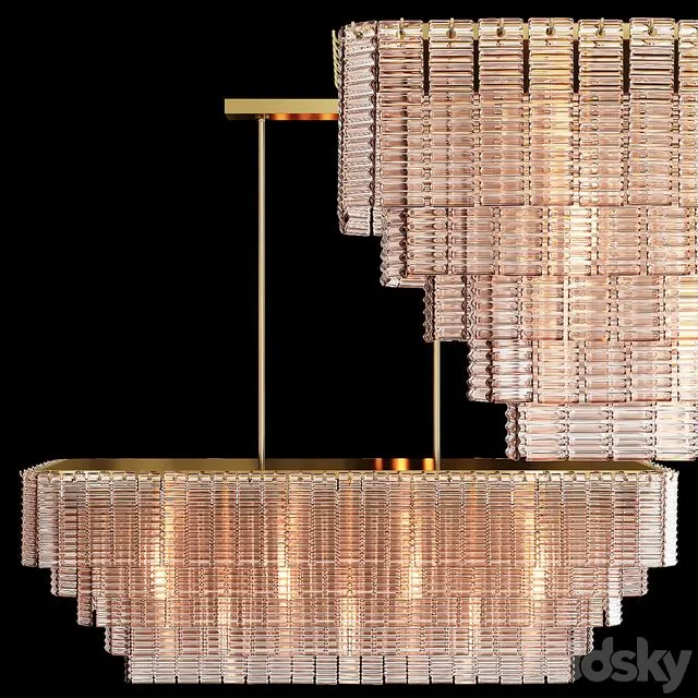 Restoration Hardware SIRENE LINEAR CHANDELIER 54 Brass Clear Glass 3dsMax Model