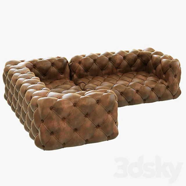 Restoration Hardware Soho Tufted Leather Corner Sectional 3DS Max Model