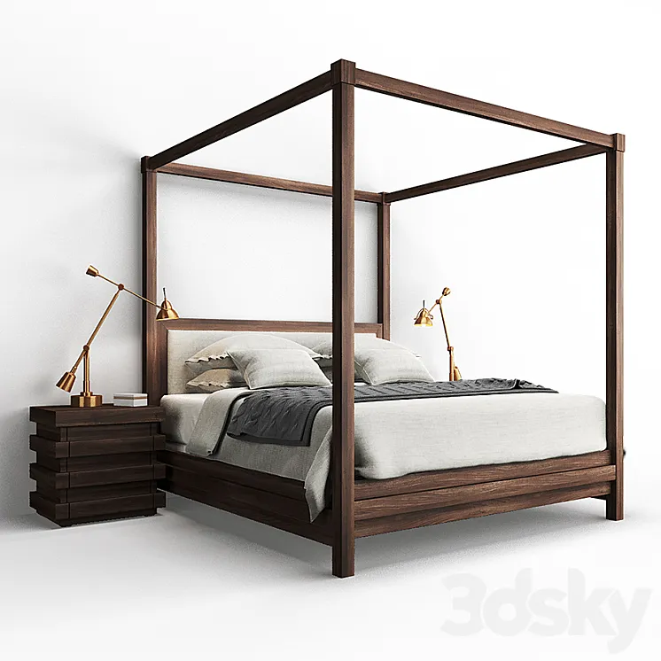 Restoration Hardware STACKED Bed and Nightstand 3DS Max