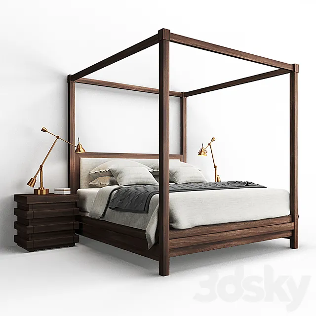 Restoration Hardware STACKED Bed and Nightstand 3DSMax File