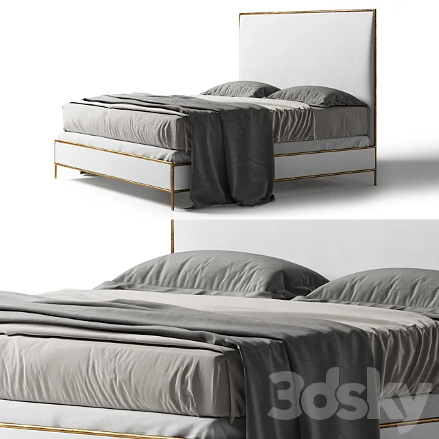 Restoration Hardware Thaddeus leather bed white 3ds Max