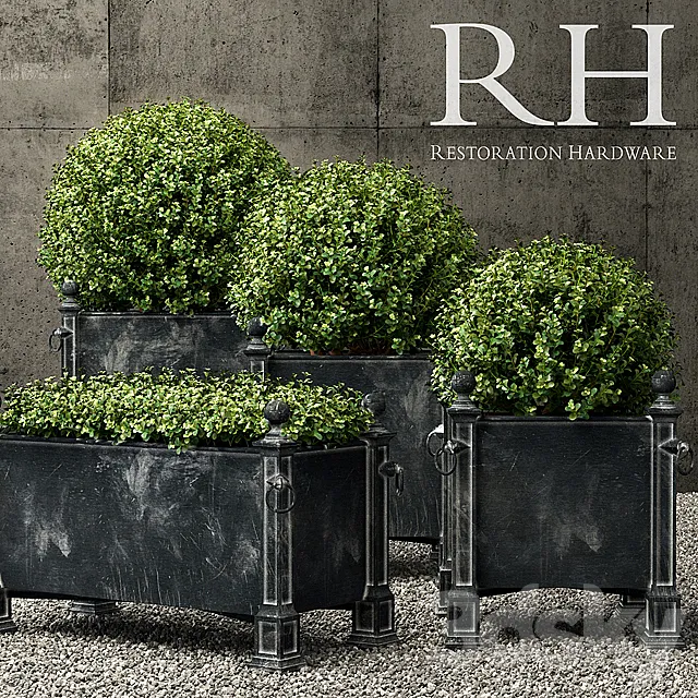 Restoration Hardware versailles weathered zinc planters 3ds Max