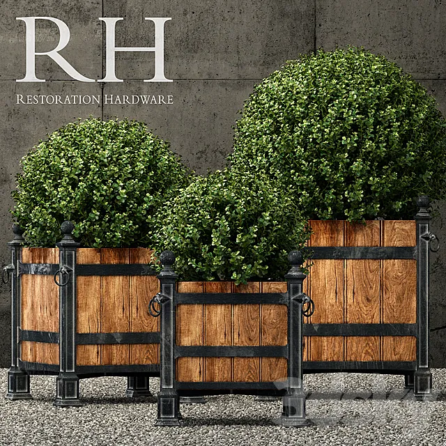 Restoration Hardware versailles wood panel planters 3DS Max Model