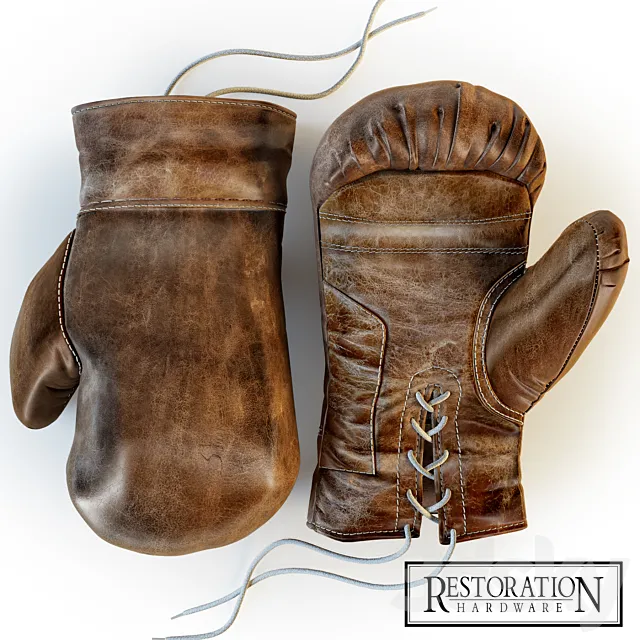 Restoration Hardware Vintage Leather Boxing Gloves 3DS Max Model