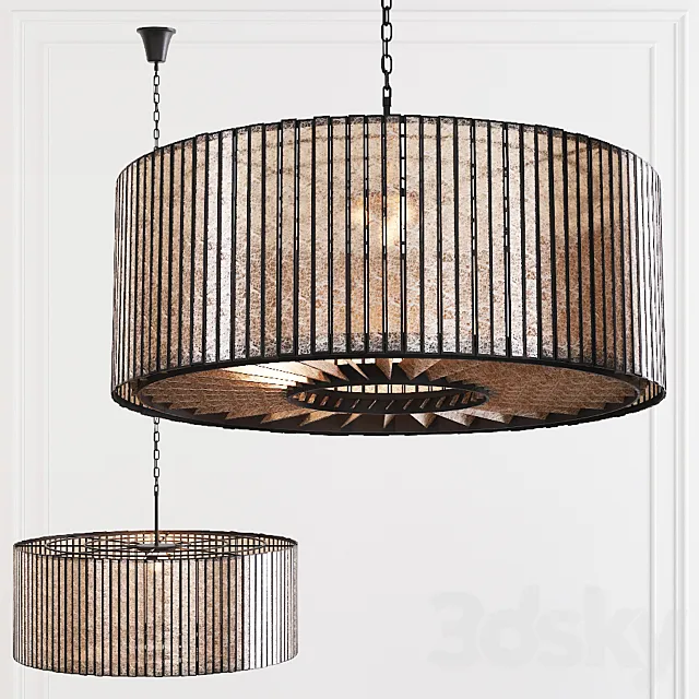 Restoration Hardware VITTI MIRRORED DRUM CHANDELIER 36 Iron 3ds Max