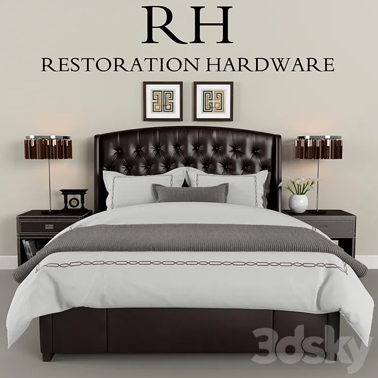 Restoration Hardware Warner Leather bed 3DS Max
