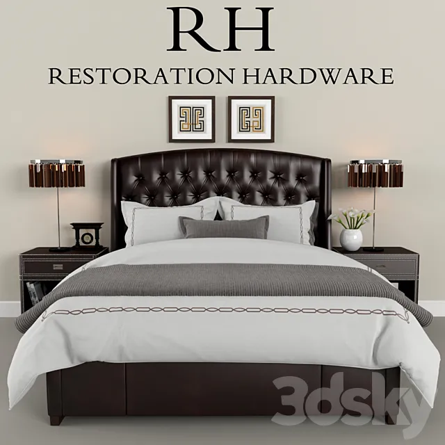 Restoration Hardware Warner Leather bed 3DSMax File