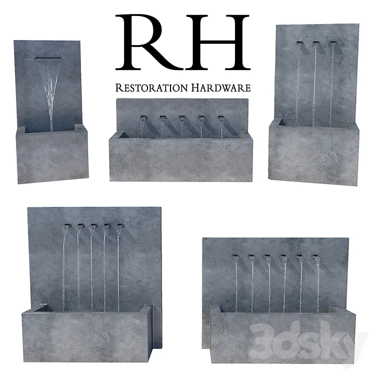 Restoration Hardware Weathered Zinc Fountains 3DS Max