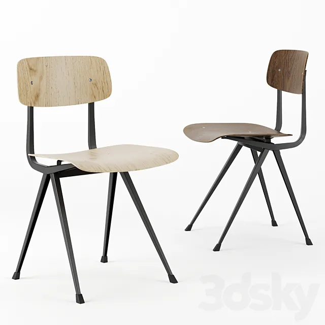 Result chair by HAY in oak and smoked oak 3DS Max Model